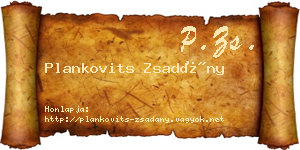 Plankovits Zsadány névjegykártya